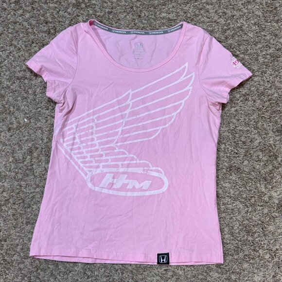 Honda Vintage Culture Womens Pink T-Shirt Wings Graphic Logo Medium Size Medium - Picture 1 of 5